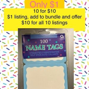 Blue and White Self-Stick Name Tags